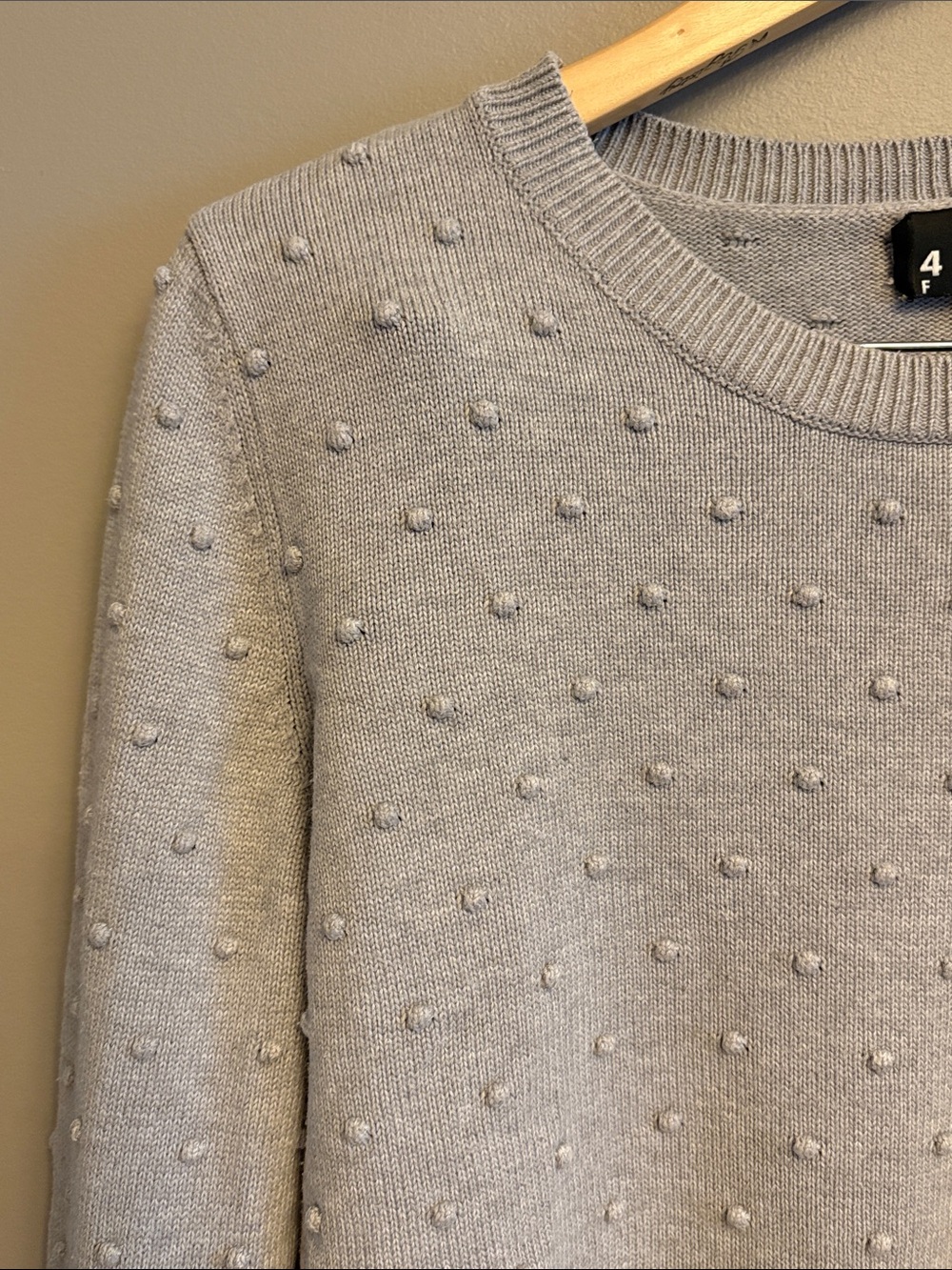 Lord & Taylor Light Gray Pom-Pom Crewneck Sweater - Picture 5 of 12
